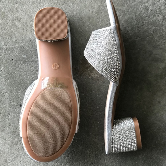 1 LEFT! Silver Rhinestone Bling Mule Heel 6.5 - Picture 8 of 8